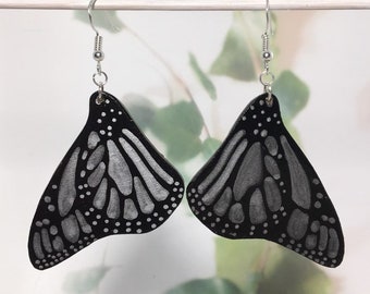 MONARCH BUTTERFLY EARRINGS - small handmade monarch butterfly earrings with silver painted detail