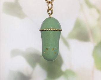 FRESH MONARCH CHRYSALIS - handmade monarch butterfly chrysalis pendant with painted detail, a great gift idea!