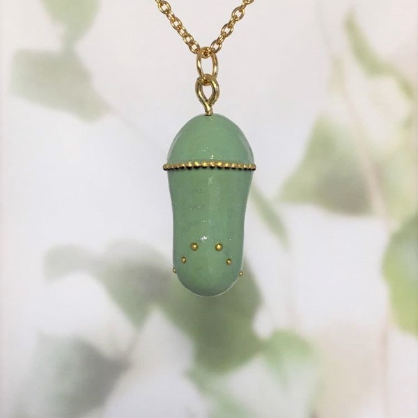 FRESH MONARCH CHRYSALIS - handmade monarch butterfly chrysalis pendant with painted detail, a great gift idea!