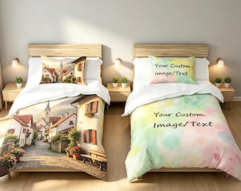 Personalisierte Kuschelgeschenke, Bettwäsche-Sets mit Fotos, Bettbezüge und Kissenbezüge mit Fotos, 2-teiliges Bettwäsche-Set (1 Bettbezug + 1 Kissenbezug)