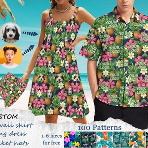 Aangepast Hawaiiaans tekstshirt, aangepast Hawaï-shirt met gezichten, gepersonaliseerd Hawaïaans shirt, strandshirt, aangepast paarshirt, uniseks shirt cadeau
