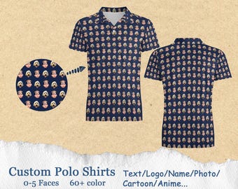 Custom Face Polo Shirt for Golfer，Face on shirt gift for husband，Personalized Short Sleeve Golf Shirt，Custom Polo shirt for Golfer/father
