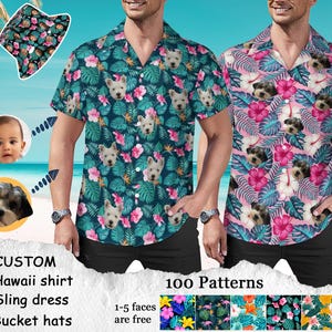 Customized Photo Hawaiian Shirt,Custom Hawaii Shirt with Face,Personalized Hawaiian Shirt,Beach Shirt,Custom Couple Shirt,unisex shirt gift