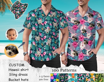 Customized Photo Hawaiian Shirt,Custom Hawaii Shirt with Face,Personalized Hawaiian Shirt,Beach Shirt,Custom Couple Shirt,unisex shirt gift