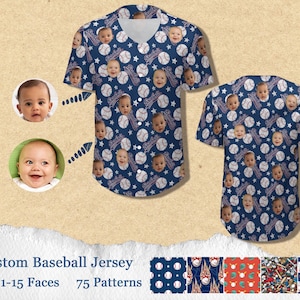 Custom Face Baseball Jersey，Face on jersey gifts for husband，Personalized Kids Team Baseball Jersey，Baseball Couple Jersey,Fathers Day Gifts