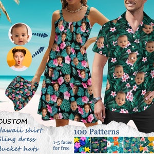 Hawaiiaans fotoshirt, aangepast Hawaï-shirt met gezicht, gepersonaliseerd Hawaïaans shirt, strandshirt, aangepast paarshirt, uniseks shirt cadeau