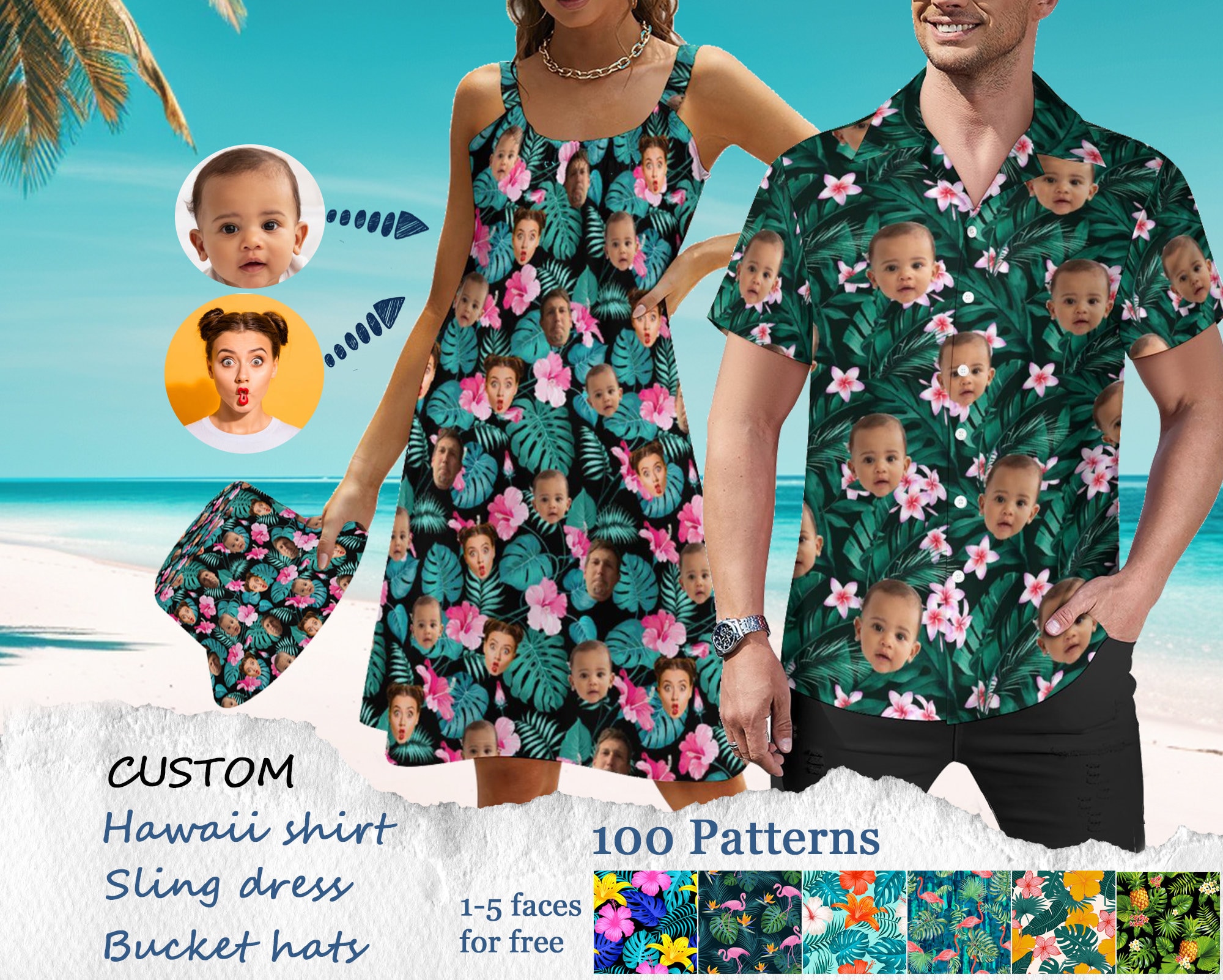Customized Photo Hawaiian Shirt,Custom Hawaii Shirt with Face,Personalized Hawaiian Shirt,Beach Shirt,Custom Couple Shirt,unisex shirt gift