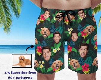 Short de bain personnalisé pour homme avec visage, short de plage personnalisé, voyage photo, vacances, enterrement de vie de jeune fille, anniversaire, anniversaire, cadeau fête des pères