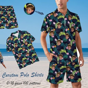 Custom Face Polo Shirt for Golfer, Face on shirt gifts for husband, Personalized Short Sleeve Golf Shirt, Custom Hawaiian Shirt, Beach Shirt