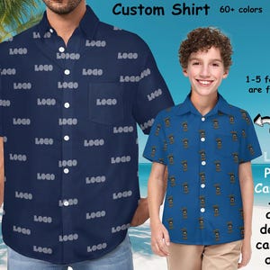Custom Photo Hawaiian Shirt,Personalized Button Downs Shirt with cartoon,Dogs Cats Face Shirts,Bachelor Party Gift,Pets lovers Gifts,unisex