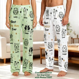 Proud Dog Dad Mom Ever, Personalized Dog Pajama Pants,Custom Dog Name Pajamas Pants,Best Dog Dad Ever,Christmas Gifts for Dog Dad Mom Papi