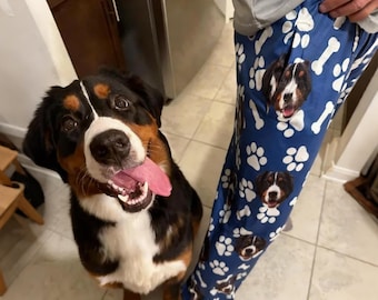 Pantaloni del pigiama personalizzati, pigiama personalizzato con muso di cane, pigiama personalizzato con foto di animali domestici, pantaloni del pigiama da donna, regali per papà, regali per la festa della mamma