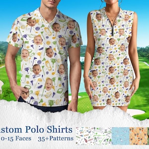 Benutzerdefiniertes Gesichts-Poloshirt für Golfer, Gesicht auf dem Shirt Geschenke für Ehemann, personalisiertes Kurzarm-Golf-Shirt, Vatertagsgeschenk, Geschenke für Mama