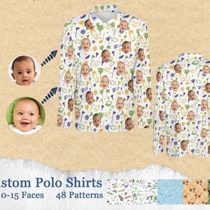 Custom Face Polo Shirt for Golfer，Face on shirt gifts for husband，Personalized Short Sleeve Golf Shirt，Custom Polo for Golfer, Gifts for Mom