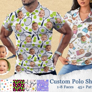 Polo personalizado para aficionados al tenis, regalo para marido con cara en la camiseta, camiseta de squash de manga corta personalizada, polo personalizado para squash