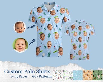 Benutzerdefiniertes Gesichts-Poloshirt für Golfer, Gesicht auf Shirtgeschenken für Ehemann, personalisiertes Kurzarm-Golf-Shirt, benutzerdefiniertes Poloshirt für Papa, Geschenke für Vater
