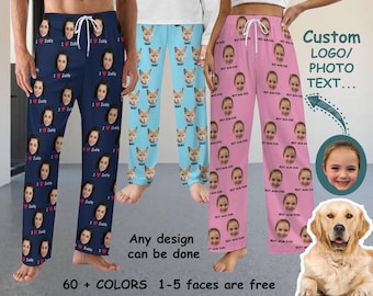 Pantaloni del pigiama con foto personalizzate, pigiama con muso di cane personalizzato, pigiama con foto di animali domestici personalizzati, pigiama da uomo/donna, regalo personalizzato, regalo per la festa del papà/della mamma