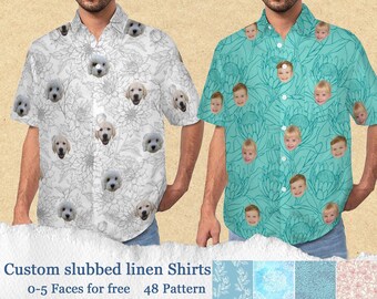 Camicia in lino fiammato personalizzata per uomo, camicia a maniche corte, a maniche lunghe, classica camicia in lino con bottoni, camicia estiva, abbigliamento in lino per uomo