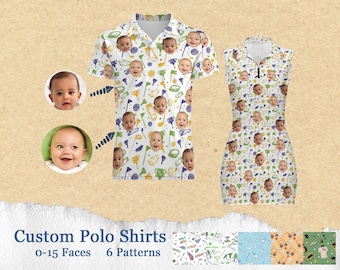 Custom Face Polo Shirt for Golfer，Face on shirt gifts for husband，Personalized Short Sleeve Golf Shirt，Custom Polo for Golfer, Gifts for Mom