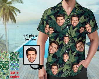 Custom Face Hawaiian Shirt Personalized Photo Hawaiian Shirt Bachelor Party Shirts Anniversary Vacation Trip Fathers Day Gift, Unisex Shirt