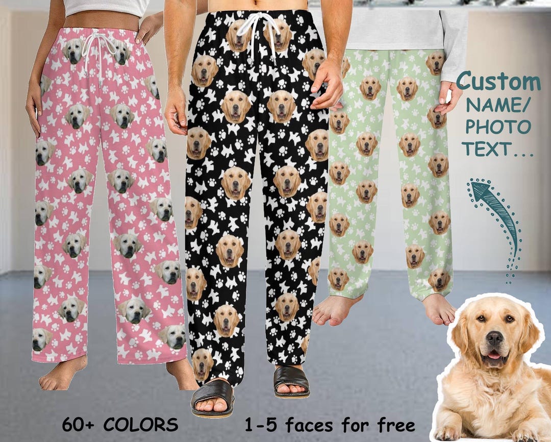 Custom Pajama Pants,custom Dog Face Pajama,personalized Pet Photo ...