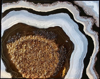 16/20 inch Abstract Geode resin acrylic painting
