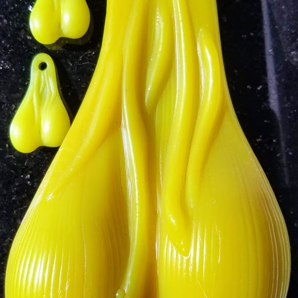 Yellow Combo of One 8" Truck Nuts and Two 2" Nutz Biker Bulls Balls