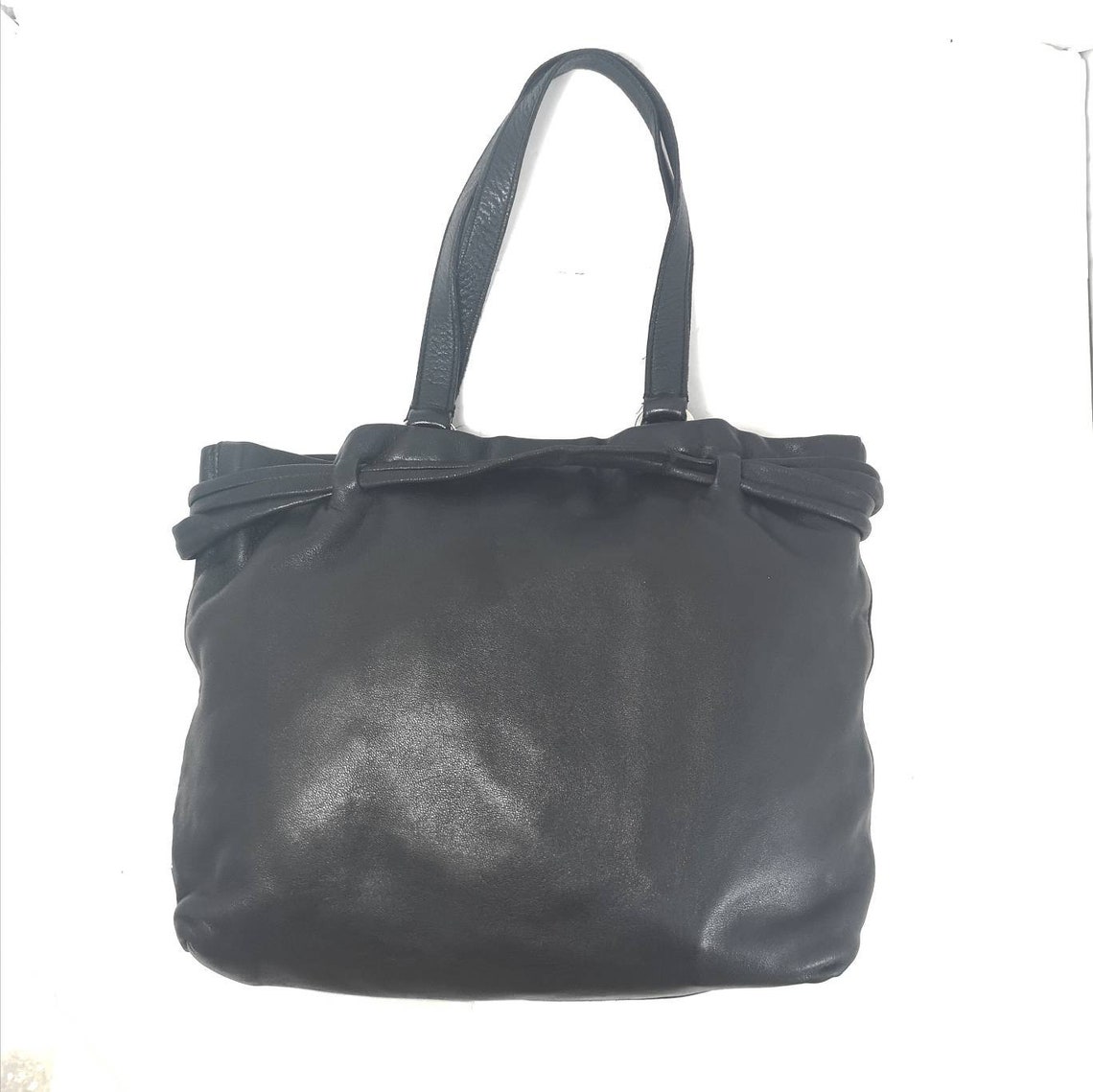 Prada Vintage Black Leather Handbag Prada Shoulder Bag | Etsy