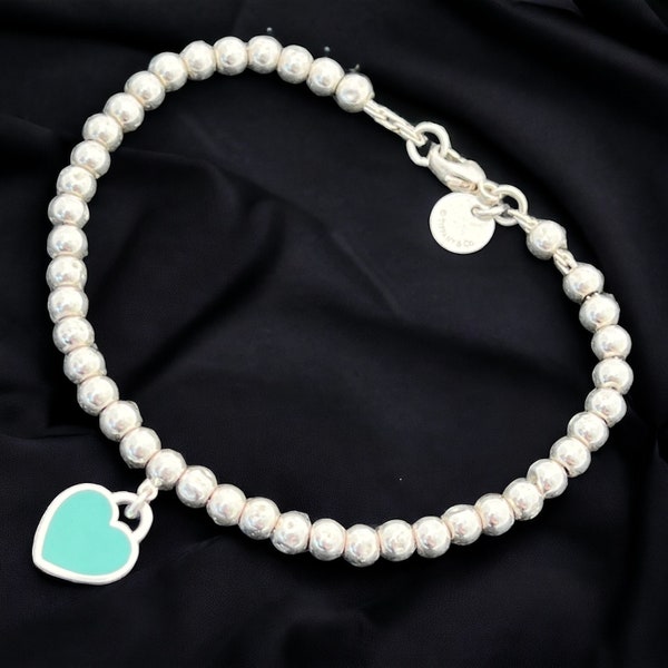 Tiffany and Co Bracelet - Return  to Tiffany Blue Enamel Heart Bead Bracelet - Tiffany Heart- Perfect Gift
