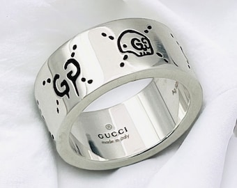 Gucci Ring-  Ghost Silver 9mm Wide Band - UK Size L- GUCCI Size 13