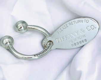 AUTHENTIC Tiffany and Co Keyring Return to Tiffany Vintage Tiffany Oval Tag  Keychain - Etsy