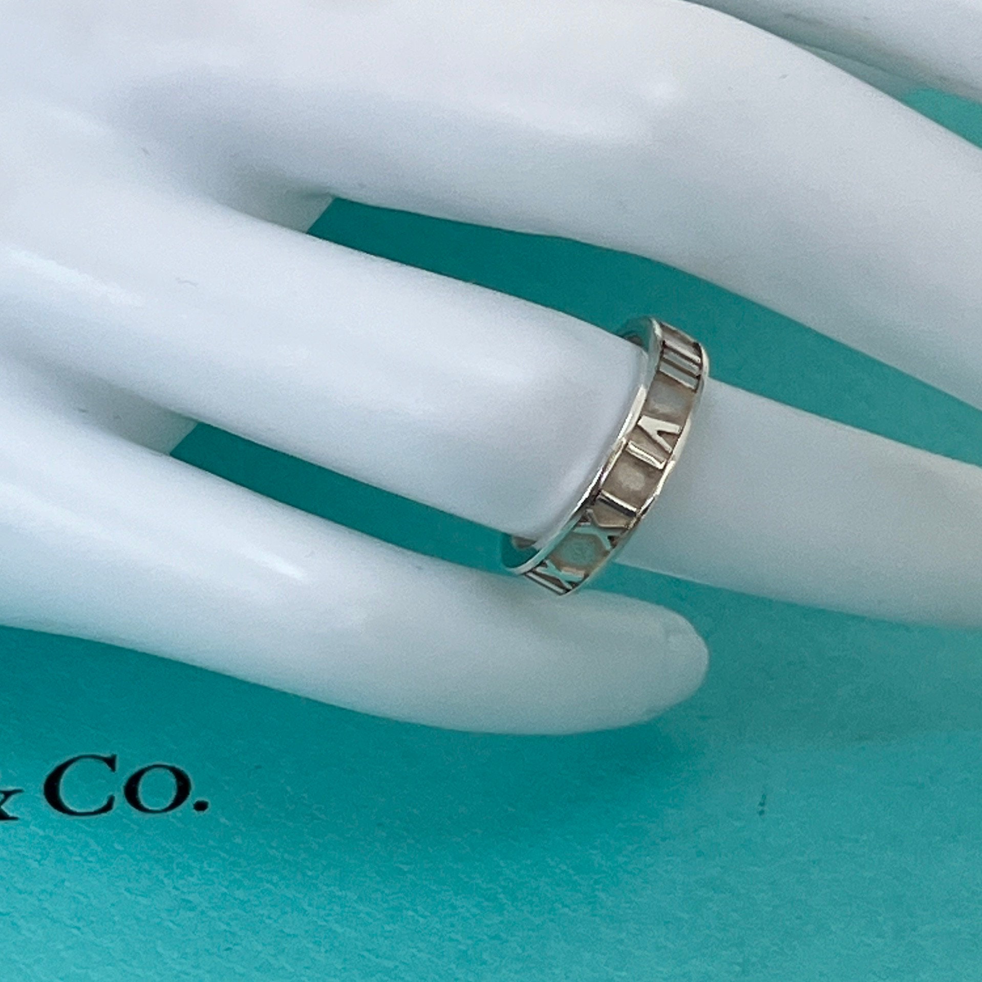 Authentic Tiffany & Co Atlas Ring – Vintage Roman Numeral Silver