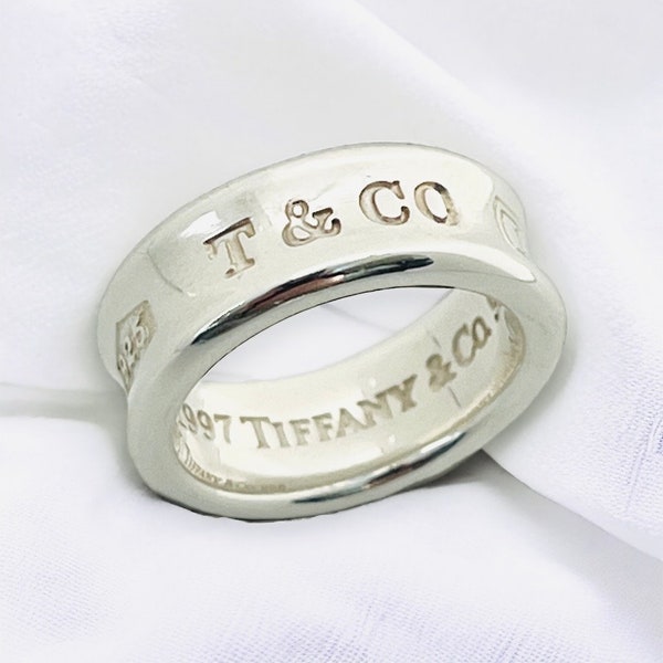 Tiffany & Co Pinky Ring- 1837 Ring- Vintage 1997- Sterling Silver- UK size H