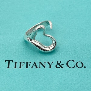 AUTHENTIC Tiffany & Co Ring- Elsa Peretti Open Heart Ring - Vintage Tiffany- Uk Size K 1/2- RRP 430- Statement Silver Rings