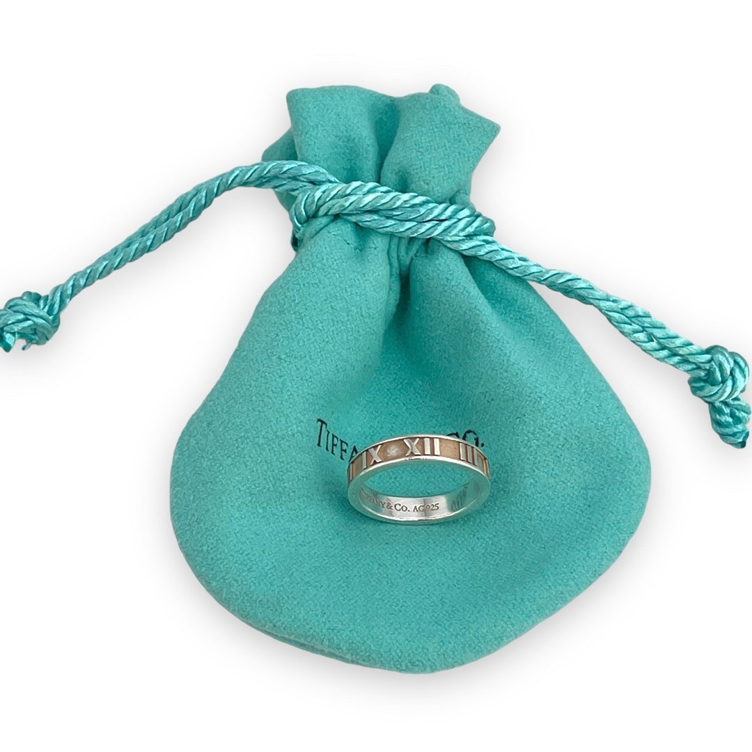 AUTHENTIC Atlas Tiffany & Co Pinky Ring Roman Numerals Ring UK Size J 1