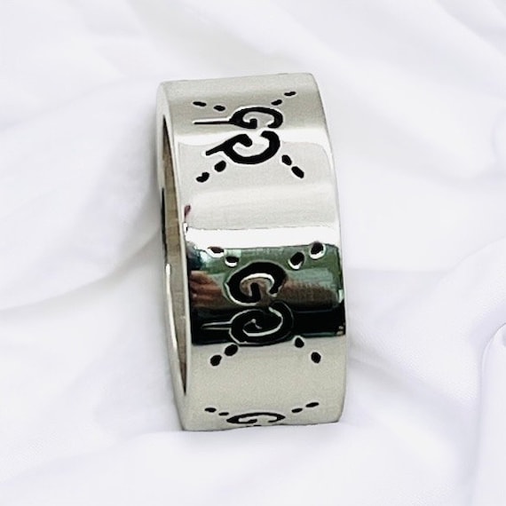 Authentic Gucci Ring- Ghost Silver 9mm Wide Band - UK Size L Authentic Gucci Ring- Ghost Silver 9mm Wide Band - UK Size L