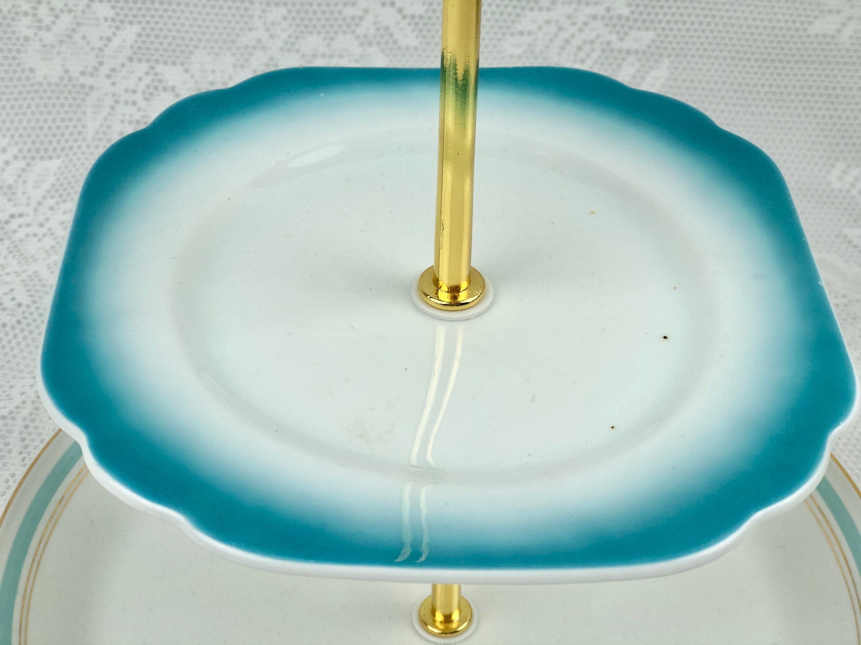 Support à Gâteaux 3 étages Personnalisé - Assiettes Vintage - Porcelaine