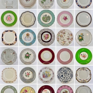 Dinner Plates, Wedding Reception Service, Wall Decor, Mismatched Table Setting, Vintage Plates