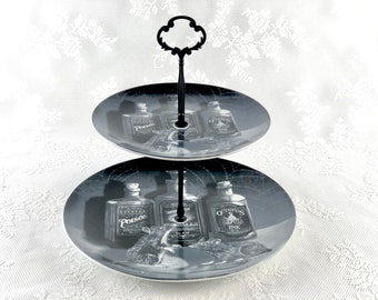 Poison Cake Stand, Dark Wedding Cake Plate, Party Platter, Rats, Halloween Decor