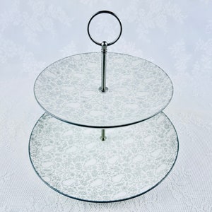 Oster Kuchen Tortenständer, Grau & Weiß Kuchenständer, 2 Tiered Plattenständer, Osterdekor