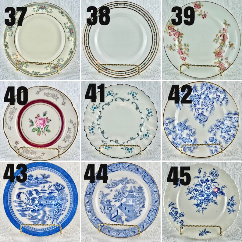 Mismatched Vintage Dessert Plates Wall Decor Wedding Etsy
