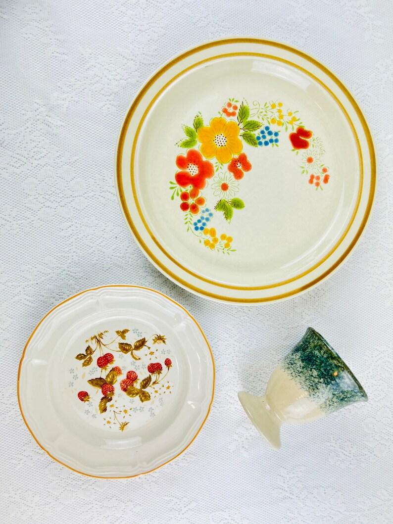 Mismatched Tableware Mismatched 3 Piece Place Setting, Service for 4 Dinnerware Set, Boho ...