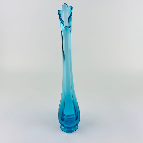 Turquoise Swung Glass Vase, MCM Vase, Turquoise Art Glass Vase, Retro Vases Vintage