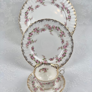 Dimity Rose Teacup Assiette à déjeuner Assiette à dîner