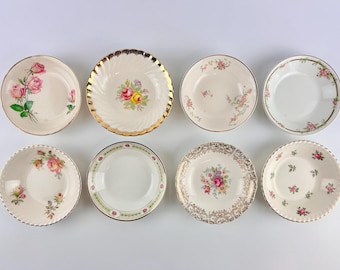 Juego de 8 cuencos de postre vintage desiguales, platos de frutas y cuencos pequeños