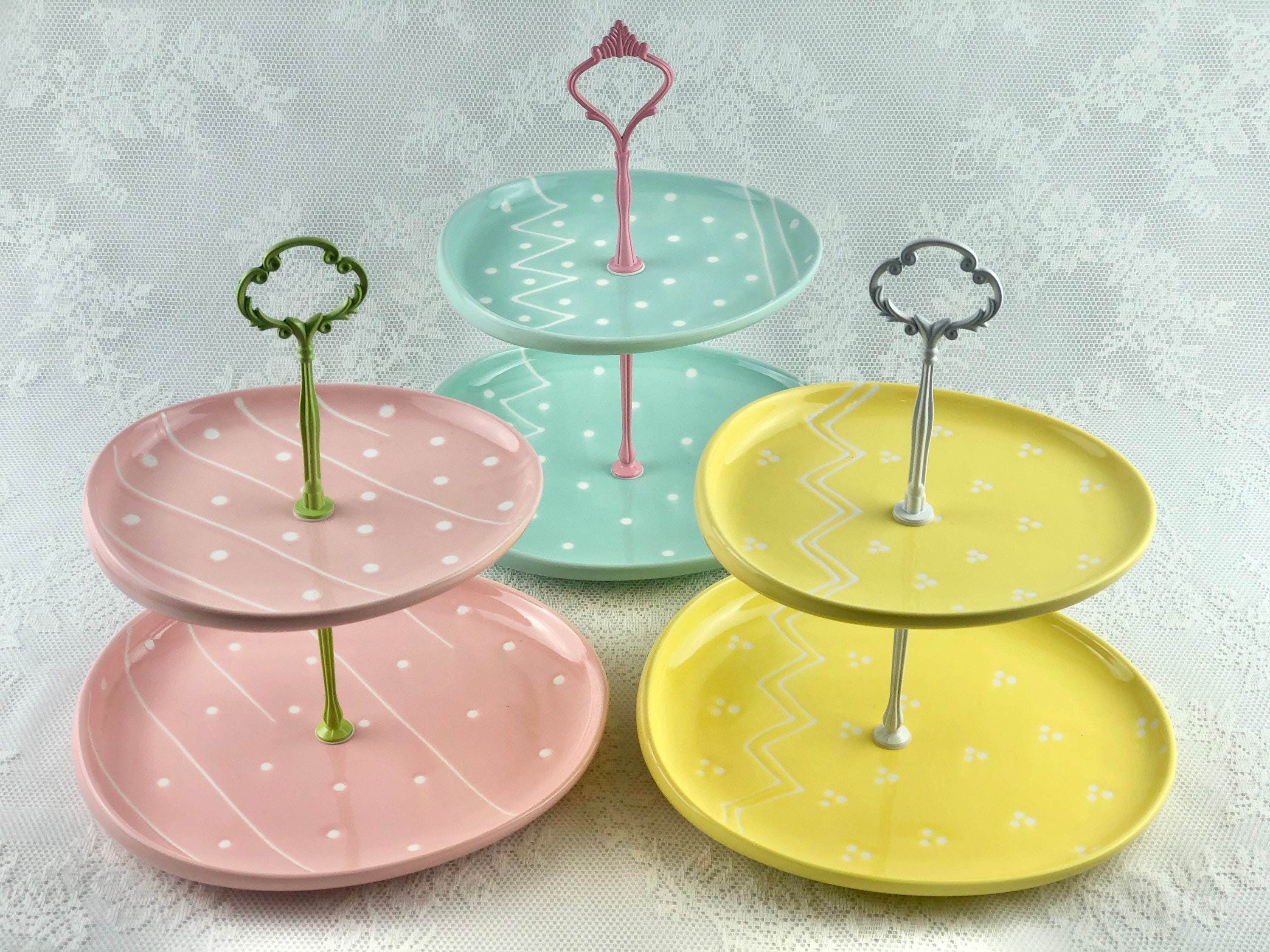 Easter Tier Cake Plate Stand Easter Egg Plates 2 Tiered cake Etsy