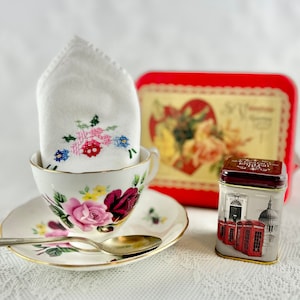coffret cadeau tasse de thé vintage, coffret cadeau Saint Valentin, thé pour un, coffret cadeau bricolage