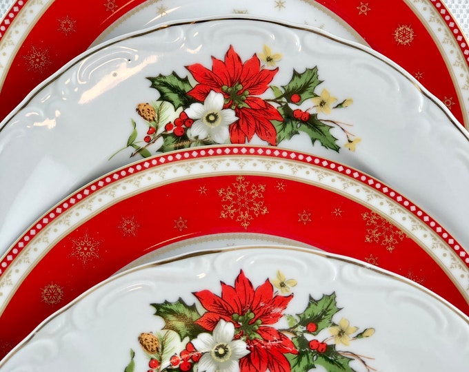 Christmas Dessert Plates, Set of 4 Mismatched Holiday Plates, Christmas Dishes Etsy