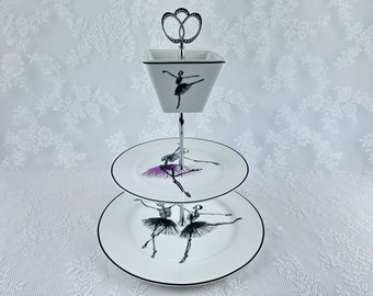 Soporte para pastel de Halloween, plato para pastel de boda gótico, decoración de Halloween, esqueletos haciendo ballet.