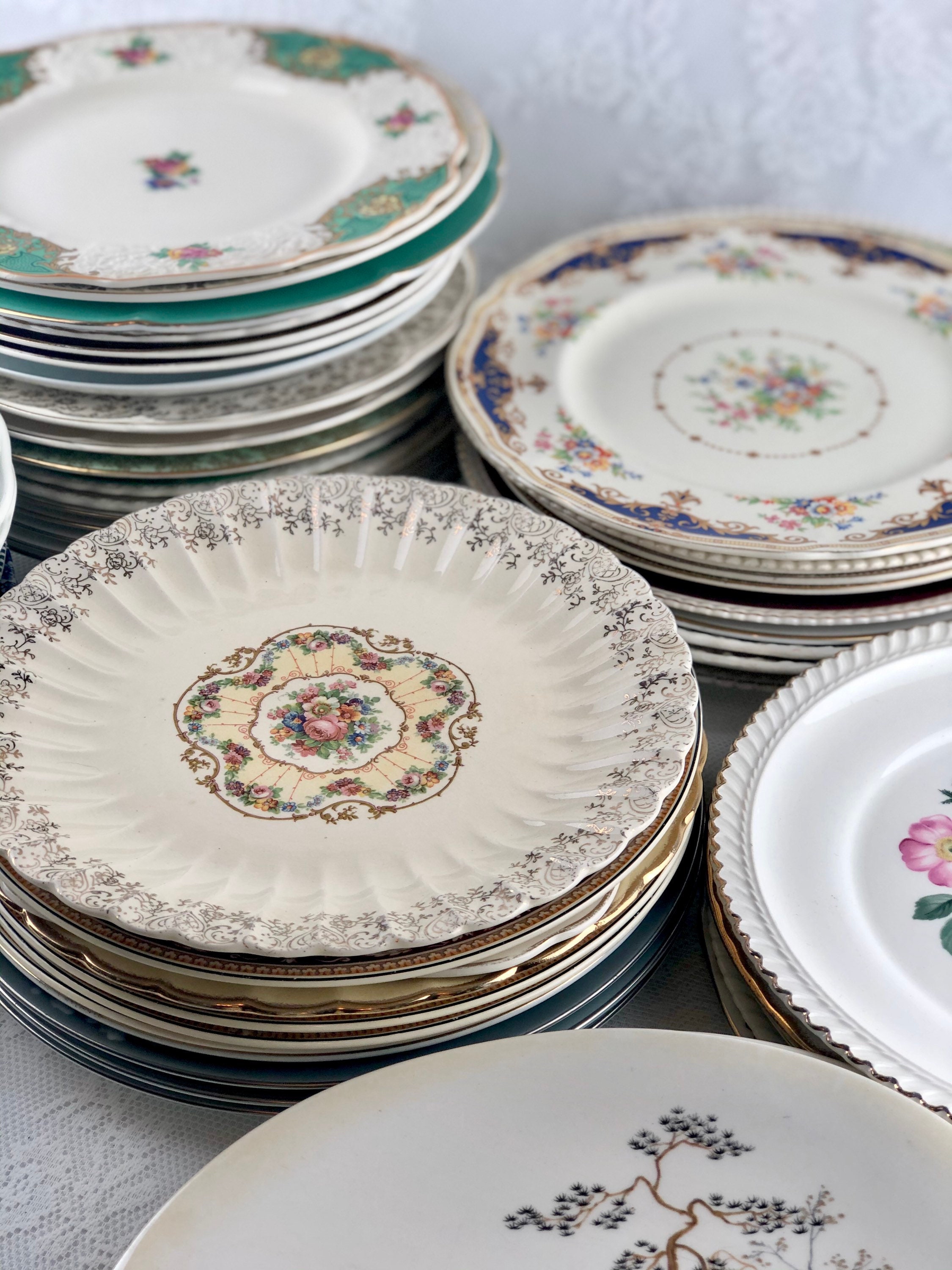 Mismatched China Plates Vintage Dinner Plates Dinnerware